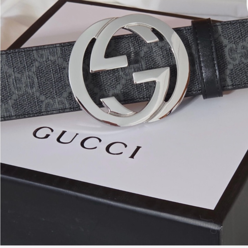 Gucci Black canvas belt sz 110 44